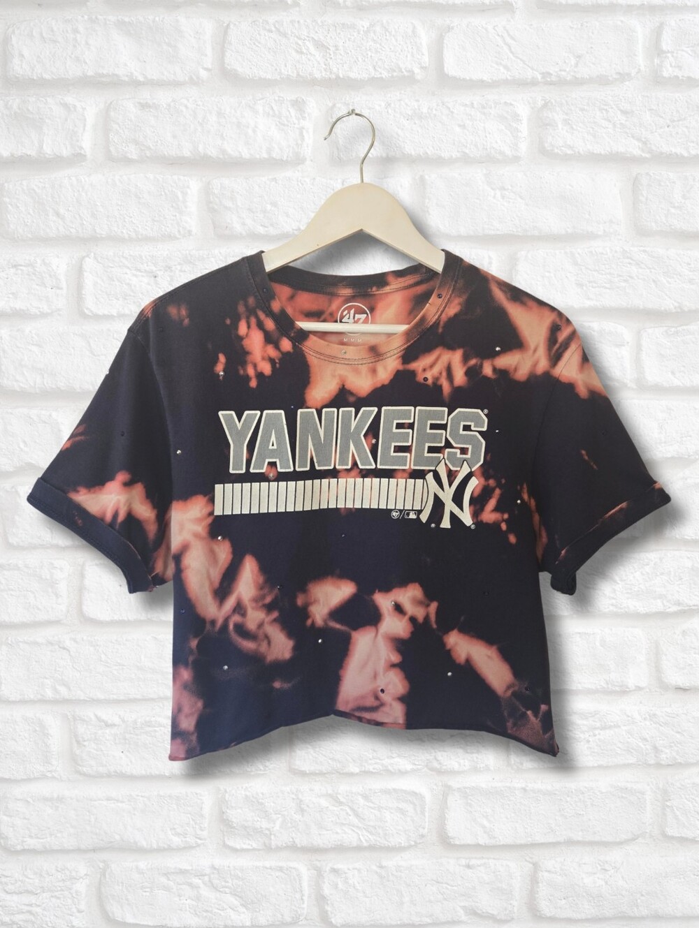 New York Yankees Crop Top W/Rhinestones